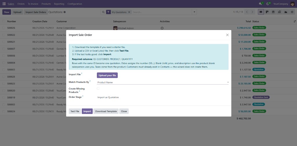 Import Sale Order wizard